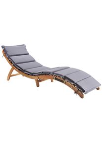 Ambia Garden Gartenliege , Akaziefarben, Dunkelgrau , Holz, Textil , Akazie , massiv , F&uuml;llung: Schaumstoff , 168x55x54 cm , klappbar , Gartenm&ouml;bel, Gartenliegen, Sonnenliegen