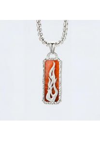 Holzkern Halsketten Herren Silber und Granat