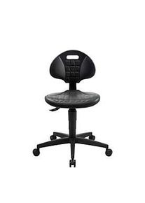 Topstar Arbeitsdrehstuhl TEC 25, Permanentkontaktmechanik, Muldensitz, Hartbodenrollen, PU-Schaum/Polyamid-Fusskreuz, schwarz/schwarz