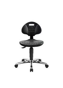Topstar Arbeitsdrehstuhl TEC 25, Permanentkontaktmechanik, Muldensitz, Hartbodenrollen, PU-Schaum/Stahl-Fusskreuz, schwarz/chrom