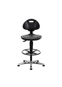 Topstar Arbeitsdrehstuhl TEC 25, ohne Armlehnen, Permanentkontaktmechanik, Muldensitz, Gleiter und Fussring, PU-Schaum/Stahl-Fusskreuz, schwarz/chrom