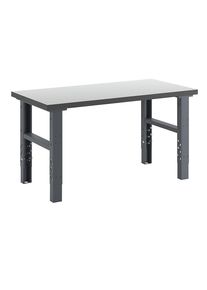 Werkbank, Baukastensystem, H&ouml;he 740 - 1000 mm, BxT 1600 x 800 mm, Hartlaminatplatte eurokraft basic