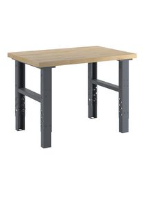 Werkbank, Baukastensystem, H&ouml;he 740 - 1000 mm, BxT 1200 x 800 mm, Buchemassivplatte eurokraft basic