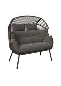 Ambia Garden Gartenmuschel , Grau, Dunkelgrau , Metall, Kunststoff, Textil , F&uuml;llung: Polyester , 146x136x83 cm , UV-best&auml;ndig , Gartenm&ouml;bel, Loungem&ouml;bel, Sonneninseln
