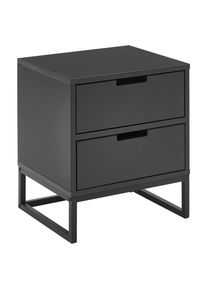 Novel Nachttisch , Anthrazit, Schwarz , Metall, Holzwerkstoff , 2 Schublade(n) Schubladen , 47.6x53.1x40 cm , Bsci , Typenauswahl , Schlafzimmer, Nachttische