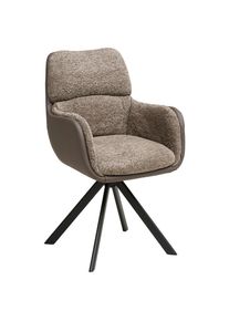 Livetastic Armlehnstuhl , Braun, Schwarz , Metall, Textil , Drehkreuz , 61x91x65 cm , Sitzfl&auml;che 360&deg; drehbar , Esszimmer, St&uuml;hle, Polsterst&uuml;hle