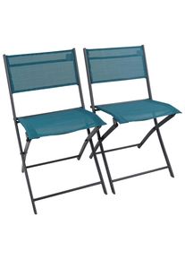 Gardenson Gartenklappstuhl-Set , T&uuml;rkis , Metall, Textil , 45x79x46 cm , klappbar, UV-best&auml;ndig, regenabweisend, abwischbar , Gartenm&ouml;bel, Gartenst&uuml;hle, Gartenklappstuhl
