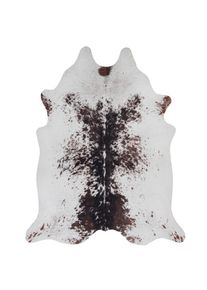Novel Kunstfell , Braun, Schwarz, Weiss , Textil , Tier , Tierform , 155x190 cm , f&uuml;r Fussbodenheizung geeignet, lichtunempfindlich, strapazierf&auml;hig, leicht zusammenrollbar, rutschfeste Unterfl&auml;che, vegan , Teppiche & B&ouml;den, Teppiche, Schaffell & Kuhfell