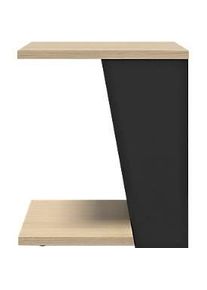 Beistelltisch Albi, B 400 x T 400 x H 460 mm, Metallgestell/Spannplatte mit Echtholzfurnier, Eiche hell/schwarz lackiert