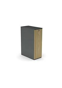 Hochcontainer Big Tower BEXXSTAR, 3 Regalf&auml;cher, links, abschliessbar, B 400 x T 800 x H 1155 mm, dunkelgrau/Eiche