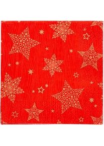 Servietten Papstar "Christmas Shine", 20 St&uuml;ck, 3-lagig, 1/4-Falz, 250 x 250 mm, rot