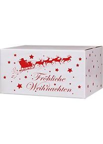 Versandkartons, mit Motiv &bdquo;Weihnachtsschlitten&ldquo;, bis 30 kg, Aussenmasse 406 x 306 x 210 mm, Feinwellpappe, weiss-braun, 20 St&uuml;ck