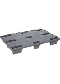 Kunststoff-Mehrweg-Stapelpalette KIGAnesto&reg;, 8 kg, geschlossenes Deck, bis 3500 kg, stapelbar, 100% Recyclingmaterial, mit Rand, anthrazit
