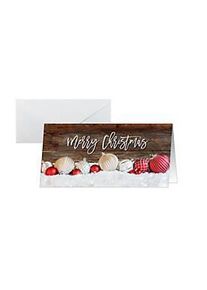 Sigel Weihnachtsmotiv-Karte "Red and white Christmas with dark wood", DIN lang (2/3 A4), 250g/m&sup2;, 25 St&uuml;ck, Weisskarton, Inkjet- & Laserdrucker