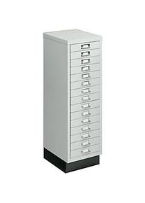 Schubladenschrank DIN A4, mit 15 Schubladen, 940 mm hoch, lichtgrau