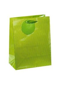 TSI Geschenktasche Nadelstreifen, mittelgross, 18 x 10 x 23 cm, reissfest, 4er-Set gr&uuml;n