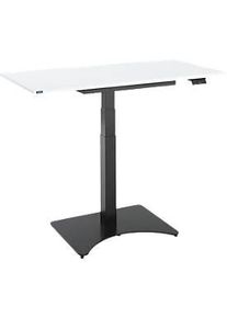 Home Office Tisch, elektrisch h&ouml;henverstellbar, Rechteck, Standfuss, B 1150 x T 550 x H 640-1100 mm, weiss/schwarz + Memory-Bedienpanel