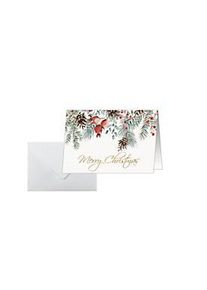 Sigel Weihnachtsmotiv-Karte "Red berries and pine cones", A6 (A5), 250g/m&sup2;, 25 St&uuml;ck, Weisskarton, Inkjet- & Laserdrucker