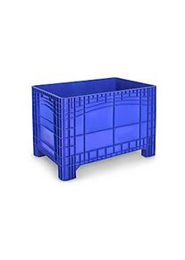 Transport-und Stapelbeh&auml;lter Noah, ohne Deckel, Boden & W&auml;nde geschlossen, Volumen 535 l, Traglast bis 300 kg, 4 F&uuml;sse, L 800 x B 1200 x H 800 mm, lebensmittelechtes Polyethylen, blau