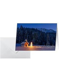 Sigel Weihnachtskarten-Set "Christmas Chapel", DIN A6, Weisskarton, 10 St&uuml;ck + 10 Umschl&auml;ge