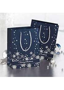 Sigel Geschenktaschen Silver Snowflakes, 175 x 230 x 100 mm, 3 St&uuml;ck