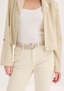 Lederg&uuml;rtel mit rundem Verschluss in beige, Gr&ouml;sse 130, bonprix
