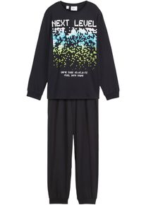 Pyjama aus reiner Baumwolle (2-tlg. Set) in schwarz, Gr&ouml;sse 128/134, 100% Baumwolle, bonprix