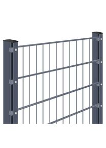 Doppelstabmattenzaun zum Einbetonieren Rundum-sorglos-Paket Anthrazit Komplettset, Haltepl&auml;ttchen, 2 Ecken,2030 mm,5 m,8/6/8 mm