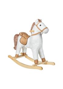 My Baby Lou Schaukelpferd , Weiss, Hellbraun , Holz, Metall, Textil , Pappel , vollmassiv , 30x64x74 cm , unisex , RoHS, AZO-frei, EN 71 , Haltegriffe, Ger&auml;uscheffekte , Spielzeug, Kinderfahrzeuge, Sonstige Kinderfahrzeuge
