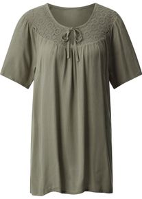 Damen Tunika mit Spitzen-Einsatz khaki