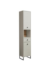 Mid.you Hochschrank , Eichefarben, Kaschmir , Metall , 3 F&auml;cher , 1 Schublade(n) Schubladen , einzeln stellbar , 38x195x32 cm , stehend , Badezimmer, Badm&ouml;belsets & -serien, Badm&ouml;belserien