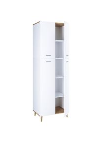 Mid.you Mehrzweckschrank , Weiss, Honigeiche , Holzwerkstoff , 3 F&auml;cher , 60x184x39 cm , stehend , Waschk&uuml;che, Mehrzweckschr&auml;nke