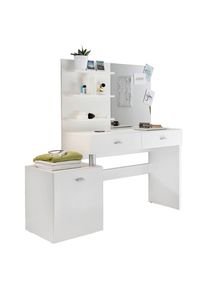 Mid.you Schminktisch , Weiss , Glas, Holzwerkstoff , 2 Schublade(n) Schubladen , rechteckig , Wange , 132x145x43 cm , Schlafzimmer, Schminktische