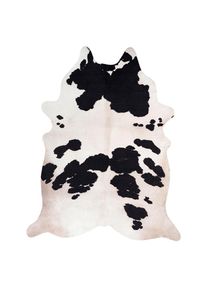 Novel Kunstfell , Schwarz, Weiss , Textil , Tier , Tierform , 155x190 cm , f&uuml;r Fussbodenheizung geeignet, lichtunempfindlich, strapazierf&auml;hig, leicht zusammenrollbar, rutschfeste Unterfl&auml;che, vegan , Teppiche & B&ouml;den, Teppich, Schaffell & Kuhfell