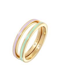 Elli Ring Set Damen Gr&ouml;&szlig;e 52 gold / pastellgr&uuml;n / pastellpink