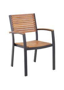 Ambia Garden Gartensessel , Schwarz, Teakfarben , Holz, Metall , Akazie , Hartholz , eckig , 59.5x88x58 cm , stapelbar , Gartenm&ouml;bel, Gartenst&uuml;hle, Gartensessel