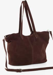 Cabas en cuir velours en marron, Taille 29x36 cm, Couleur/Motif: marron fonc&eacute;, bonprix