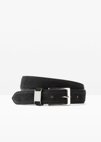 Ceinture en cuir en noir, Taille 110, Couleur/Motif: noir/gris m&eacute;tallis&eacute;, bonprix