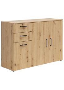 Kommode , Eiche Artisan , Kunststoff , 5 F&auml;cher , 2 Schublade(n) Schubladen , 120x83x40 cm , FSC MIX , Typenauswahl, Beim&ouml;bel erh&auml;ltlich, stehend , Kleinm&ouml;bel, Kommoden, Kommoden