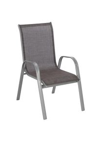 Xora Stapelsessel , Silberfarben, Hellbraun , Metall, Textil , Flachrohr , 55x96x76 cm , stapelbar , Gartenm&ouml;bel, Gartenst&uuml;hle, Gartenst&uuml;hle stapelbar