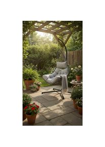 H&auml;ngesessel , Grau , Metall, Kunststoff , Uni , F&uuml;llung: Schaumstoff, Fleece,Schaumstoff, Fleece , 95x195 cm , wetterfest , Gartenm&ouml;bel, H&auml;ngesessel