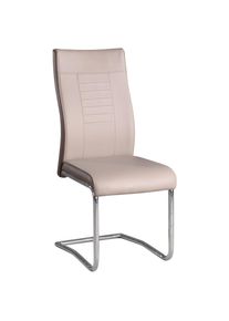CARRYHOME Schwingstuhl , Creme, Dunkelbraun , Metall, Textil , Rundrohr, C-Form , 43x98x60 cm , Esszimmer, St&uuml;hle, Schwingst&uuml;hle