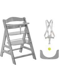 hauck Hochstuhl , Grau , Holz , Buche , 56x80x48 cm , Fussst&uuml;tze verstellbar, Sitzfl&auml;che verstellbar, h&ouml;henverstellbar, 5-Punkt-Gurt, Schrittgurt , Baby- und Kinderm&ouml;bel, Babyzimmer, Hochstuhl