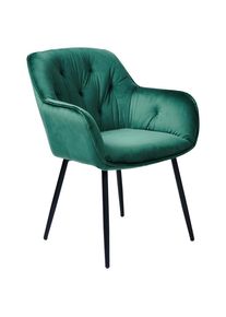 Livetastic Armlehnstuhl , Schwarz, Dunkelgr&uuml;n , Metall, Textil , Rundrohr , 62.5x85x63.5 cm , Esszimmer, St&uuml;hle, Polsterst&uuml;hle