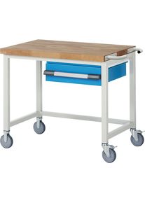 Fahrbare Werkbank Serie 8000, Gestellbauweise, 1 H&auml;ngeschublade, BxT 1000 x 700 mm eurokraft pro