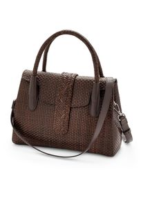 Allan K Lederhandtasche geflochten braun