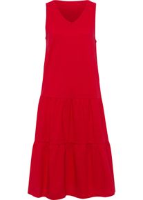 Damen Sommerkleid mit angesetzten Volants rot