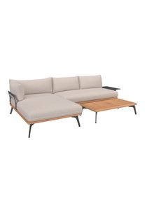 Amatio Loungegarnitur , Dunkelgrau, Greige , Metall, Textil , F&uuml;llung: Polyester, Vlies,Polyester, Vlies , L-Form , 280x150 cm , UV-best&auml;ndig, wetterbest&auml;ndig, wetterfest , Gartenm&ouml;bel, Loungem&ouml;bel, Lounge-Serien