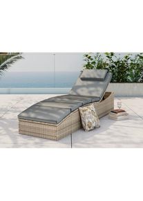 Ambia Garden Gartenliege , Grau , Metall, Kunststoff, Textil , F&uuml;llung: Polyester,Polyester , 190x80x60 cm , R&uuml;ckenlehne verstellbar , Gartenm&ouml;bel, Gartenliegen, Sonnenliegen