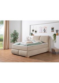 Home Affaire, Home Affaire Boxspringbett &raquo;Breitenthal&laquo; abnehmbare R&uuml;ckenkissen mit Klettband, beige, Struktur (100% Polyester)